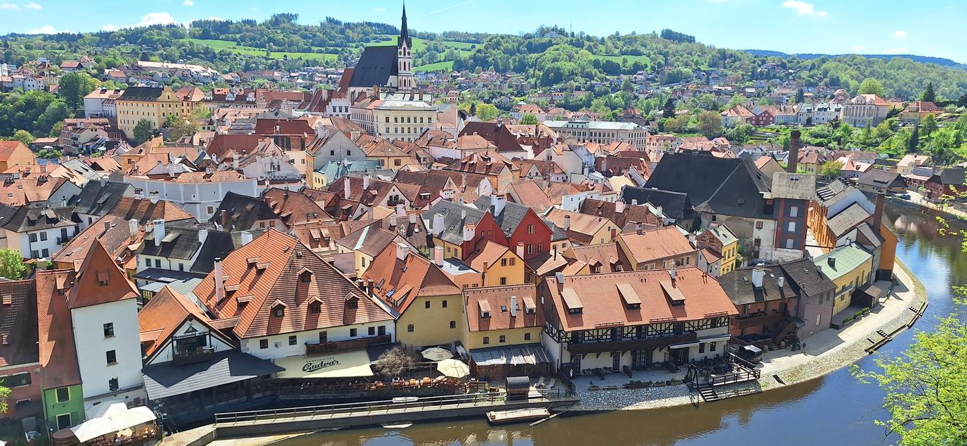 Český Krumlov s ohybom Vltavy
